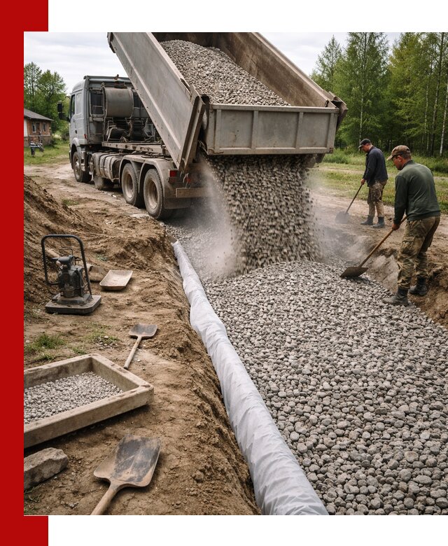 Гравий для дренажа с доставкой в Ахтубинске качественный и недорогой