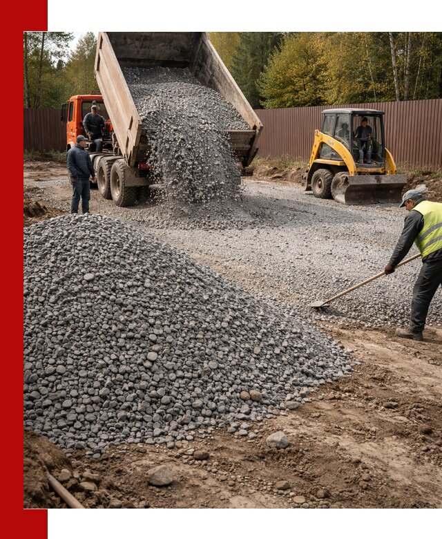 Отсыпка участка щебнем с доставкой и уплотнением в Ахтубинске